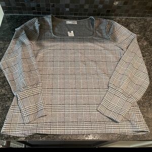 Anthropologie Houndstooth Long Sleeve Top